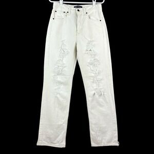 Mila Jeans Women's Dirty White Denim Jeans Size 9 Distressed Straight Leg
